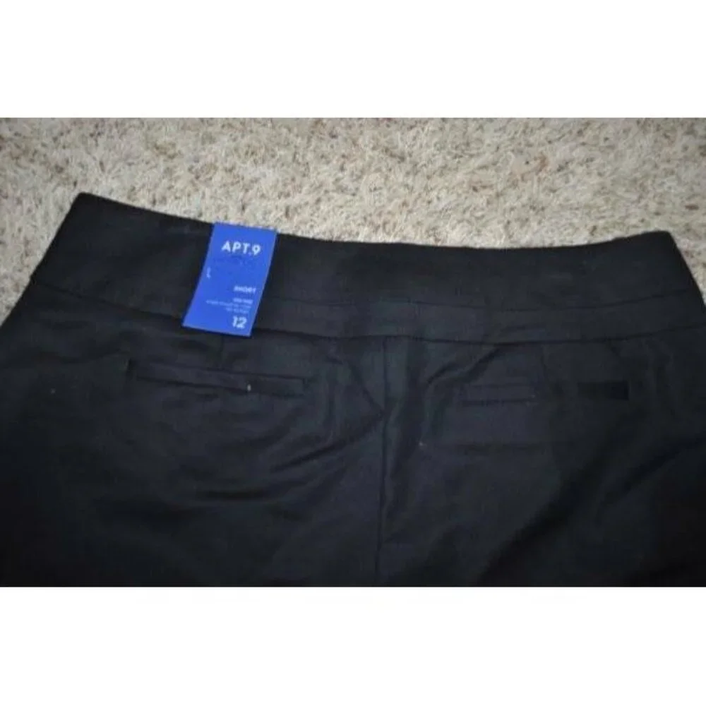 Apt 9 Dress Shorts Womens 16S Black Cuffed Studded Flat Front Midrise